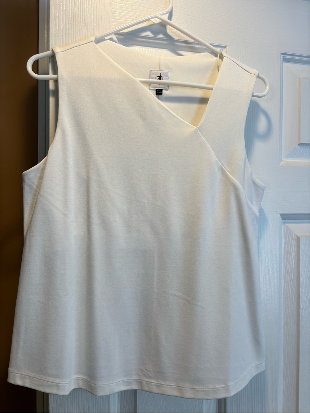 CAbi White Sleeveless V-Neck Shell